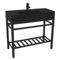 Modern Matte Black Ceramic Console Sink and Matte Black Base, 40